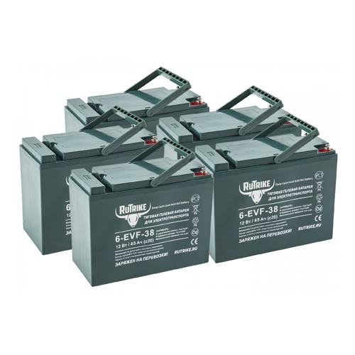 Комплект тяговых гелевых аккумуляторов RuTrike 6-EVF-38 (60V38A/H C3)
